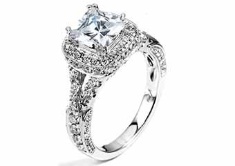 WOMENS DIAMOND ENGAGEMENT HALO RING PRINCESS SQUARE CUT 2.2 CARAT 18K WHITE GOLD
