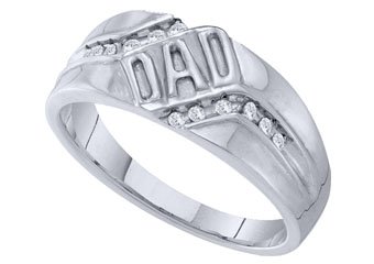 DIAMOND RING FATHERS DAY GIFT DAD WHITE GOLD .12 CARATS CHANNEL SET