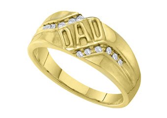DIAMOND RING FATHERS DAY GIFT DAD YELLOW GOLD .12 CARATS CHANNEL SET