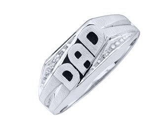 DIAMOND RING FATHERS DAY GIFT DAD WHITE GOLD .01 CARATS