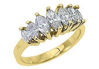 1.28 CARAT 7-STONE MARQUISE DIAMOND RING WEDDING BAND