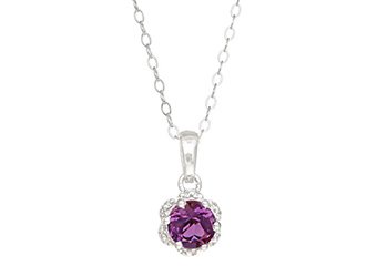 .70 CARAT AMETHYST FLOWER PENDANT BRILLIANT ROUND CUT 6mm 925 SILVER 18" CHAIN