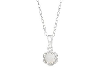 .30 CARAT OPAL FLOWER PENDANT BRILLIANT ROUND CUT 5mm 925 SILVER 18" CHAIN