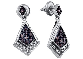 .19 CARAT BRILLIANT ROUND BROWN CHAMPAGNE DIAMOND DANGLE EARRINGS 925 SILVER