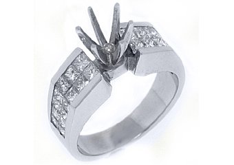 1.62 CARAT WOMENS DIAMOND ENGAGEMENT RING SEMI-MOUNT PRINCESS CUT WHITE GOLD