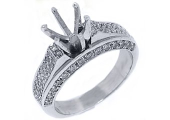 1.38 CARAT WOMENS DIAMOND ENGAGEMENT RING SEMI-MOUNT ROUND CUT PAVE WHITE GOLD