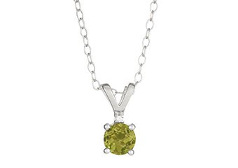 PERIDOT & DIAMOND PENDANT 925 STERLING SILVER ROUND .51 CARATS CABLE CHAIN