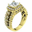 WOMENS DIAMOND ENGAGEMENT HALO RING PRINCESS CUT 1.62 CARAT 14K YELLOW GOLD