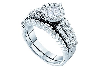 WOMENS DIAMOND ENGAGEMENT RING WEDDING BAND BRIDAL SET ROUND CUT 1.00 CARAT