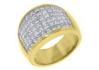 4.25 CARAT WOMENS PRINCESS CUT INVISIBLE DIAMOND RING WEDDING BAND YELLOW GOLD