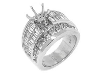 5 CARAT WOMENS DIAMOND ENGAGEMENT RING SEMI-MOUNT PRINCESS SQUARE CUT PLATINUM