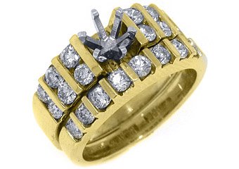 1.4 CARAT WOMENS DIAMOND ENGAGEMENT RING SEMI-MOUNT SET PRINCESS CUT YELLOW GOLD