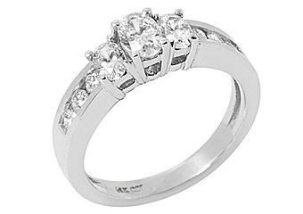 1.4 CARAT WOMENS 3-STONE PAST PRESENT FUTURE DIAMOND RING OVAL SHAPE WHITE GOLD