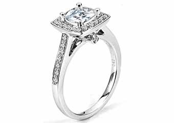 WOMENS DIAMOND ENGAGEMENT HALO RING PRINCESS CUT 1.44 CARAT 14K WHITE GOLD