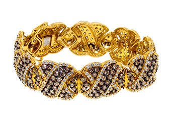 WOMENS 16 CARAT BROWN DIAMOND BANGLE BRACELET ROUND CUT 10K YELLOW GOLD 7" INCH