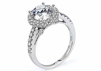 WOMENS DIAMOND ENGAGEMENT HALO RING ROUND CUT 1.92 CARATS 18KT WHITE GOLD
