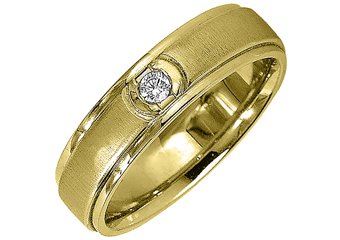 MENS .08CT SOLITAIRE BRILLIANT ROUND DIAMOND RING WEDDING BAND 14KT YELLOW GOLD