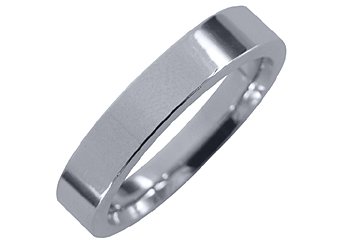 MENS WEDDING BAND ENGAGEMENT RING WHITE GOLD COMFORT FIT GLOSS FINISH 4mm