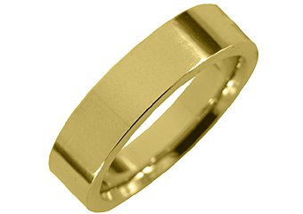 MENS WEDDING BAND ENGAGEMENT RING YELLOW GOLD COMFORT FIT GLOSS FINISH 5mm