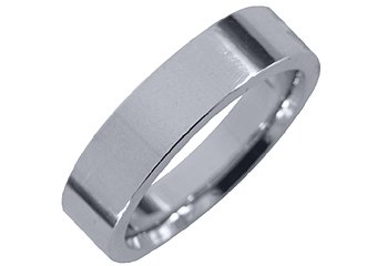 MENS WEDDING BAND ENGAGEMENT RING WHITE GOLD COMFORT FIT GLOSS FINISH 5mm