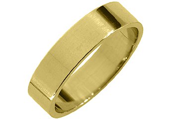 MENS WEDDING BAND ENGAGEMENT RING YELLOW GOLD HIGH GLOSS FINISH 5mm