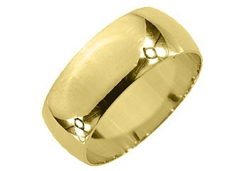 MENS WEDDING BAND ENGAGEMENT RING YELLOW GOLD HIGH GLOSS FINISH 8mm