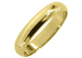 MENS MANS WEDDING BAND ENGAGEMENT RING YELLOW GOLD HIGH GLOSS FINISH 4mm