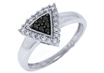 WOMENS LADIES BLACK DIAMOND ENGAGEMENT PROMISE RING 1/4 CARAT ROUND WHITE GOLD