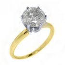 1.4 CARAT WOMENS SOLITAIRE BRILLIANT ROUND DIAMOND ENGAGEMENT RING YELLOW GOLD J