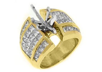 4 CARAT WOMENS DIAMOND ENGAGEMENT RING SEMI-MOUNT MARQUISE CUT YELLOW GOLD