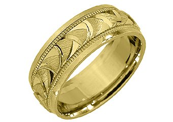 MENS WEDDING BAND ENGAGEMENT RING 14KT YELLOW GOLD SATIN FINISH 7mm