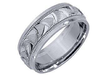 MENS WEDDING BAND ENGAGEMENT RING 14KT WHITE GOLD SATIN FINISH 7mm