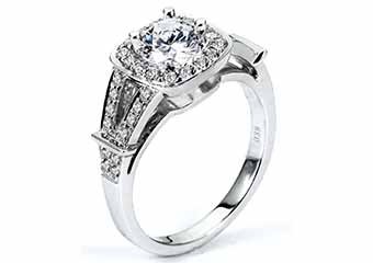 WOMENS DIAMOND ENGAGEMENT HALO RING ROUND CUT 1.37 CARATS 14KT WHITE GOLD