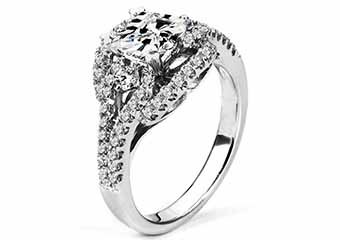 WOMENS DIAMOND ENGAGEMENT RING PRINCESS CUT 1.67 CARAT 18K WHITE GOLD