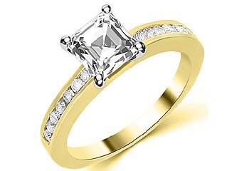 1.3 CARAT WOMENS DIAMOND ENGAGEMENT WEDDING RING ASSCHER CUT SHAPE YELLOW GOLD