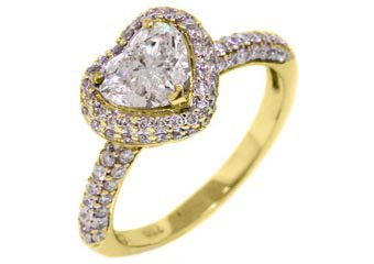 1.77 CARAT HEART SHAPE DIAMOND HALO ENGAGEMENT RING 14K YELLOW GOLD