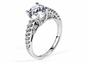 WOMENS DIAMOND ENGAGEMENT RING ROUND CUT 1.41 CARAT 18K WHITE GOLD