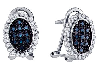 .34 CARAT BRILLIANT ROUND CUT BLUE DIAMOND DANGLE HALO EARRINGS WHITE GOLD