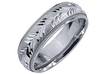 MENS WEDDING BAND ENGAGEMENT RING 14KT WHITE GOLD SATIN FINISH 6mm