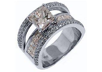 3.7 CARAT WOMENS DIAMOND ENGAGEMENT WEDDING RING PRINCESS SQUARE CUT WHITE GOLD