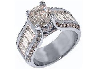 4.73 CARAT WOMENS DIAMOND ENGAGEMENT WEDDING RING ROUND BAGUETTE CUT WHITE GOLD