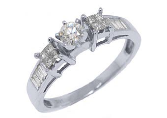 1/2 CARAT WOMENS DIAMOND ENGAGEMENT WEDDING RING ROUND PRINCESS CUT WHITE GOLD