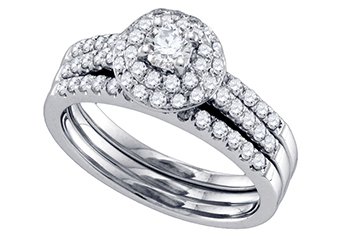 WOMENS DIAMOND ENGAGEMENT HALO RING WEDDING BAND BRIDAL SET ROUND CUT