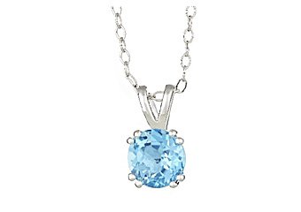 1.5 CARAT BLUE TOPAZ BRILLIANT ROUND CUT PENDANT 7mm 925 SILVER w 18" CHAIN