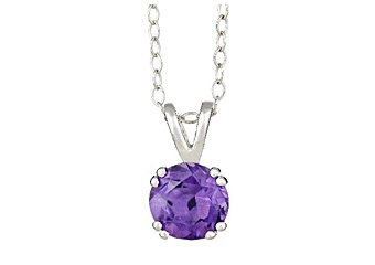 1.30 CARAT AMETHYST BRILLIANT ROUND CUT PENDANT 7mm 925 SILVER w 18" CHAIN