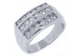 MENS 2.25 CARAT BRILLIANT ROUND CUT DIAMOND RING WEDDING BAND 14KT WHITE GOLD