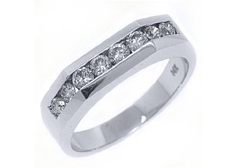 MENS 2/3 CARAT BRILLIANT ROUND CUT DIAMOND RING WEDDING BAND 14KT WHITE GOLD