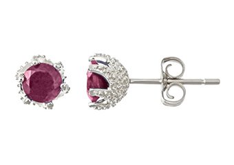 1.40 CARAT RUBY STUD EARRINGS 5mm ROUND CUT 925 SILVER 6-PRONG JULY BIRTH STONE