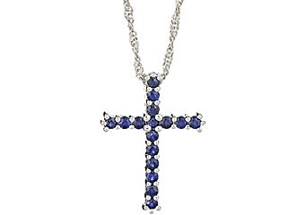 .80 CARAT WOMENS BLUE SAPPHIRE CROSS PENDANT 925 STERLING SILVER