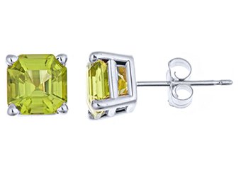 2.3 CARAT PERIDOT STUD EARRINGS 6mm ASSCHER 925 SILVER AUGUST BIRTH STONE